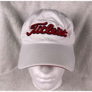 Titleist Mens Golf Hat USA Embroidered White Adjustable One Size Cap